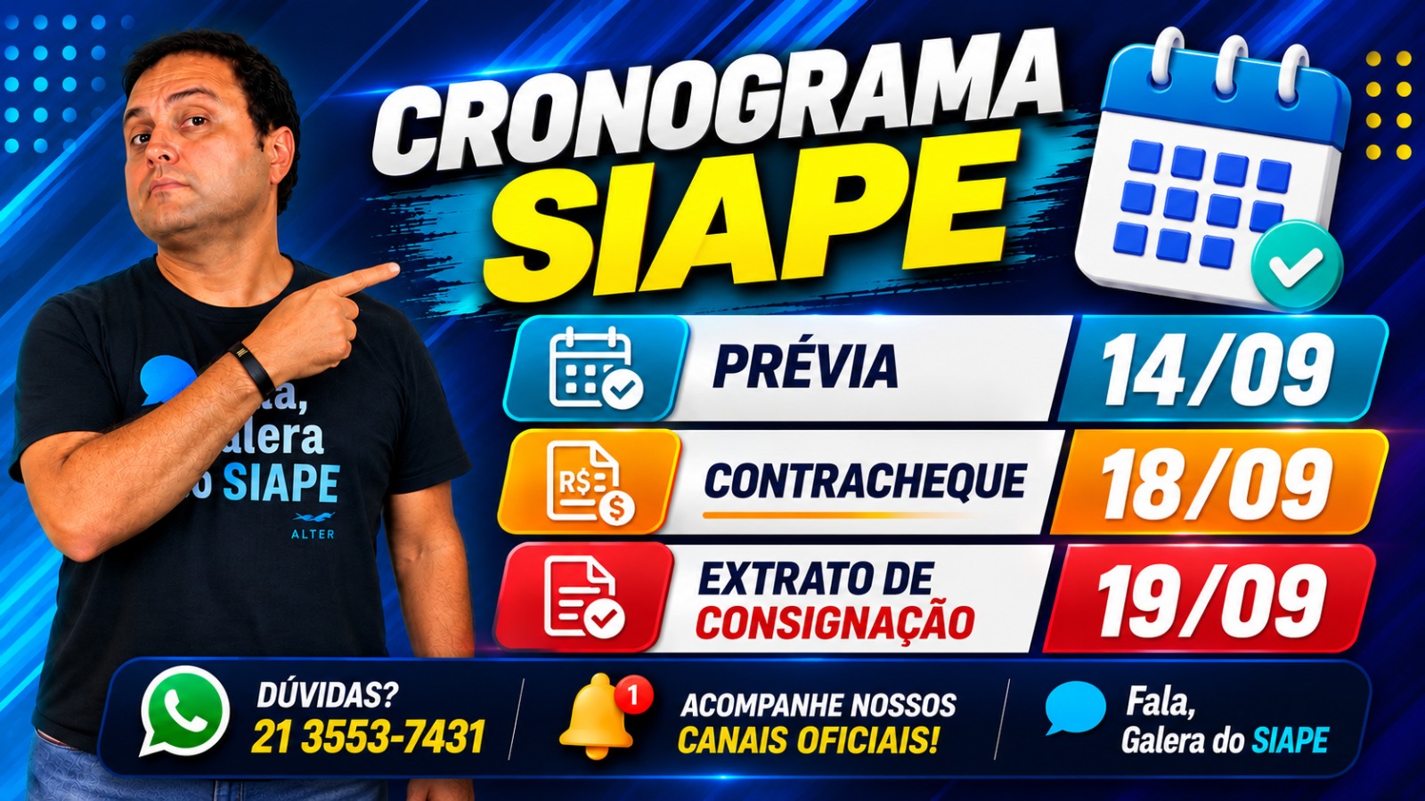 Cronograma SIAPE – Setembro de 2026: confira as principais datas