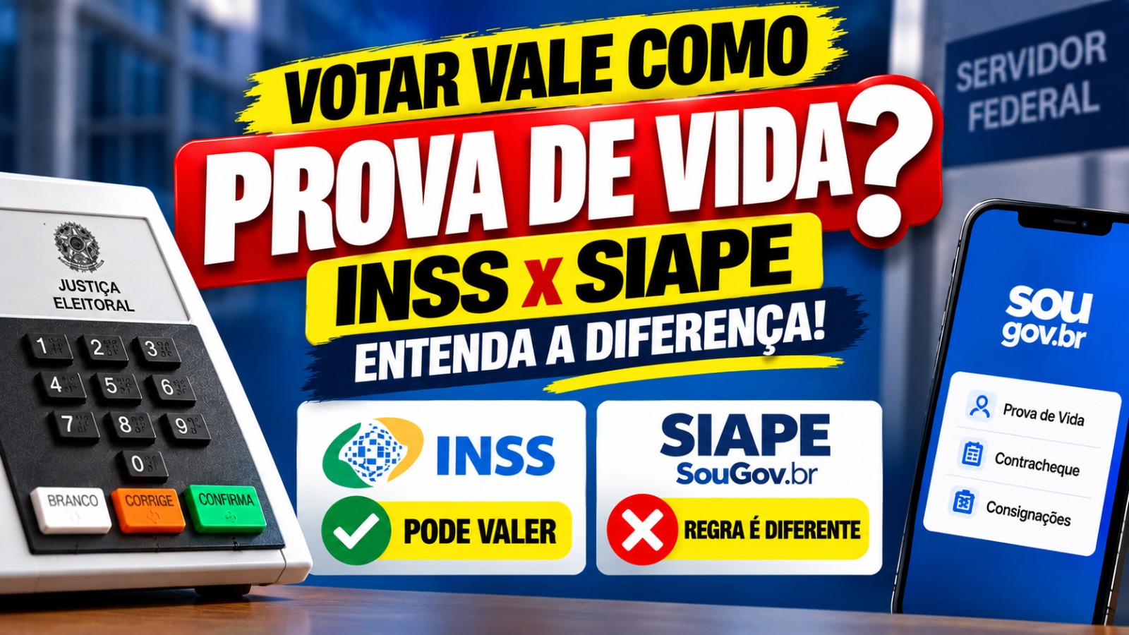 Eleições 2026: votar vale como Prova de Vida? Aposentado SIAPE precisa entender a diferença